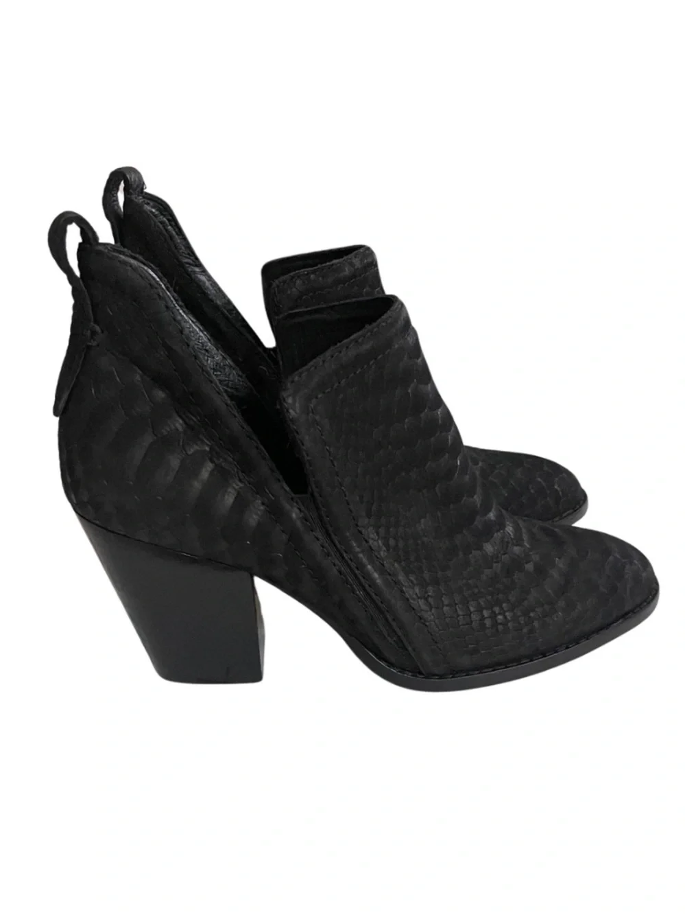 Jeffrey Campbell ROWLAN Snakeskin Embossed Ankle Boots in Black